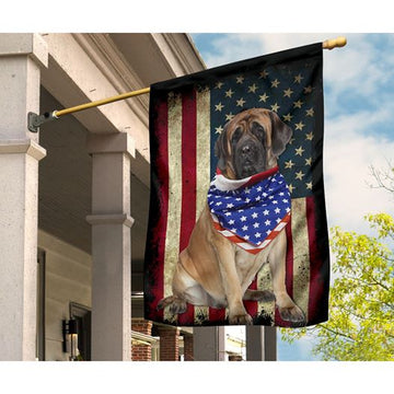 Patriotic English mastiff Happy Independence Day - House Flag