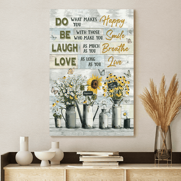Do What Makes You Happy Butterfly and Sunflower - Matte Canvas