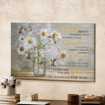 Christian Wall Art Hummingbird God didn't promise days without pain - Matte Canvas