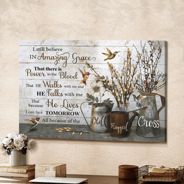 Hummingbird Flowers I Still Believe In Amazing Grace - Matte Canvas