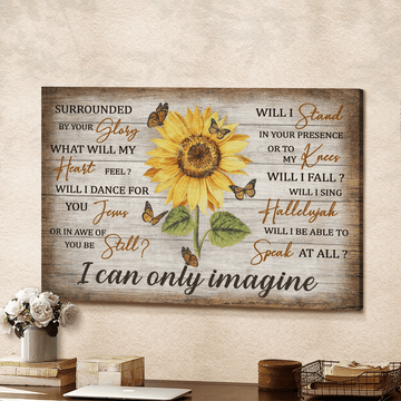 Jesus - Sunflower and yellow butterfly - I can only imagine - Matte Canvas