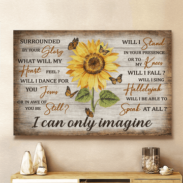 Jesus - Sunflower and yellow butterfly - I can only imagine - Matte Canvas