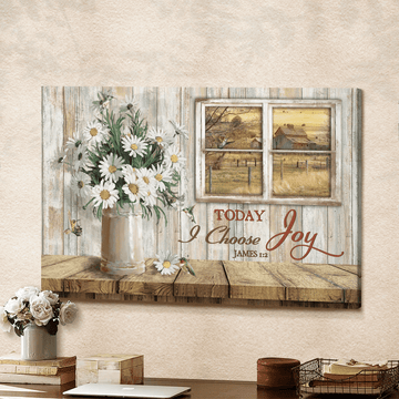 Daisy vase Today I choose joy Farm landscape - Matte Canvas
