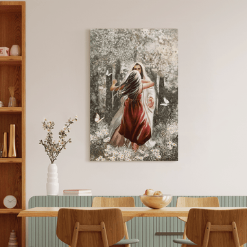 Jesus Hugging Beautiful Girl Into the arms of Jesus - Matte Canvas