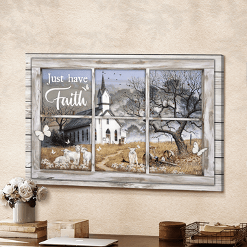 Just have Faith Jesus White church Sheep - Matte Canvas