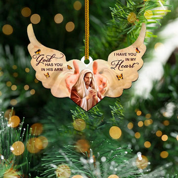 God Has You In His Arm I Have You In My Heart Angel Wing  - Shaped two sides ornament