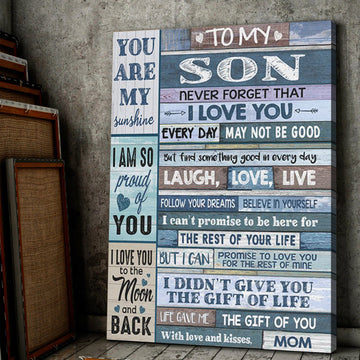 To My Son You Are My Sunshine Canvas Gift For Son Gift From Mom