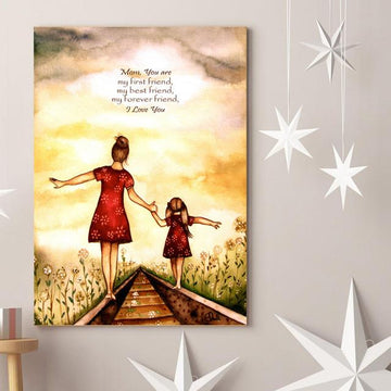 Mother s Day Canvas Mother is first friend best friend forever friend Daughter to Mother Wall Art