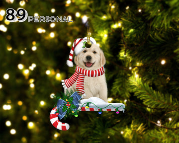 Cute Golden Retriever Happy Christmas - Two Sided Ornament