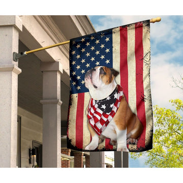 Patriotic Bulldog Happy Independence Day - House Flag