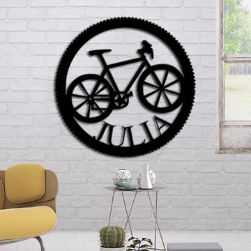 Biking Lovers Personalized Name Metal Wall Art