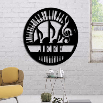 Piano Lovers Personalized Name Metal Wall Art