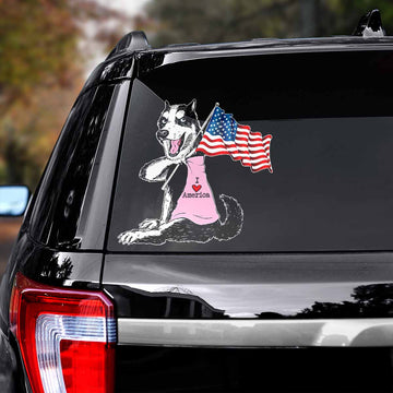 Husky love America flag Decal
