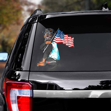 Rottweiter love America flag Decal