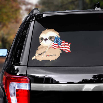 Sloth love America Flag Independence day Decal