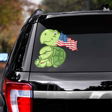 Turtle love America flag Independence day Decal
