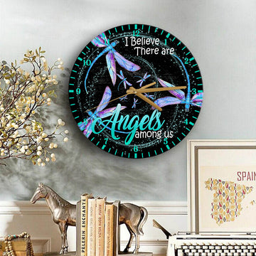 Family Dragon Fly There Are Angels Among Us Wooden Clock