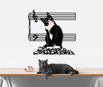 Cat Breaking the music note - Cut Metal Sign