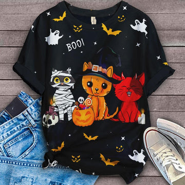 Halloween Cat 3D T-Shirt All Over T-Shirt S M L XL 2XL 3XL 4XL 5XL