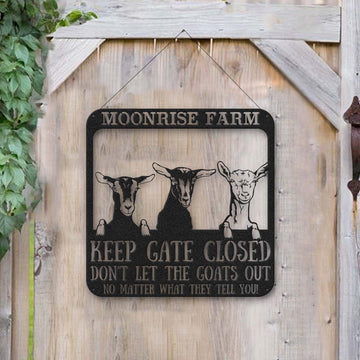 Goat Lovers Personalized Metal Sign Dont Let The Goats Out