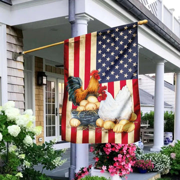 Chicken Coop American US  - House Flag