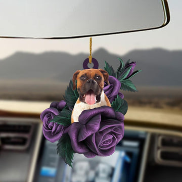 Boxer purple rose two sides ornament