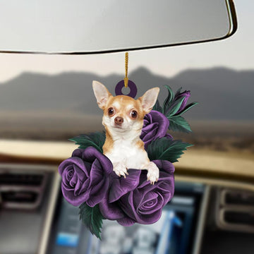 Chihuahua purple rose two sided ornament