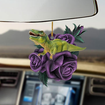 Dinosaur purple rose two sides ornament