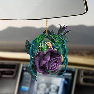 Dragon purple rose two sided ornament