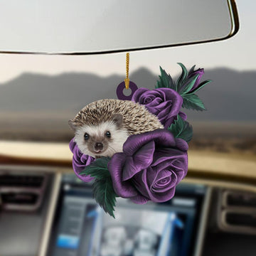 Hedgehog purple rose two sided ornament