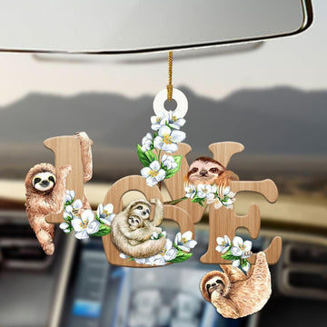 Sloth love flowers sloth lover ornament