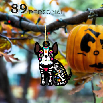 Cute French Bulldog Skeleton Halloween Decor - Two Sided Ornament