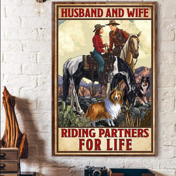 Widow Husband And Wife Riding Partners For Live - Matte Canvas, Gift for you , gift for him, gift for her, gift for horse riding lover, gift for sheltie lover memorial day
