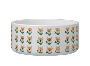 Funny Corgi Wear Scarf Cartoon Pattern - Pet Bowl