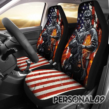 U.S. Soldier America Flag Car Seat Covers