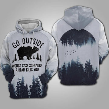 Bear Camping All Over Print Hoodie