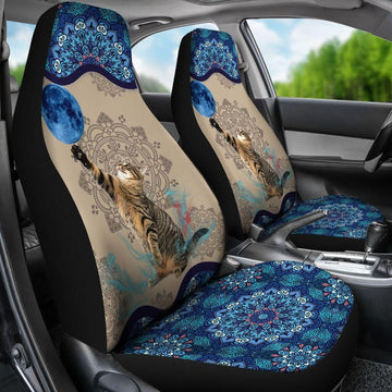 BLUE MOON MANDALA CAT CAR SEAT COVERS