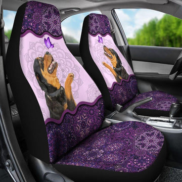 ROTTWEILER PURPLE PATTERN CAR SEAT COVERS