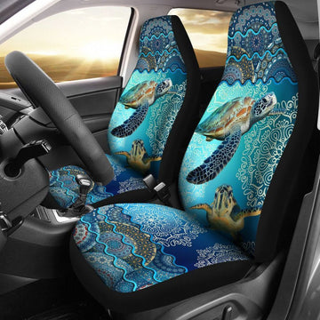 Cute Turtle Blue Boho Pattern - Car Seat Covers
