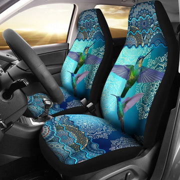 HUMMINGBIRD BLUE BOHO PATTERN - CAR SEAT COVERS