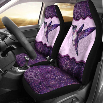 HUMMINGBIRD PURPLE BOHO PATTERN - CAR SEAT COVERS