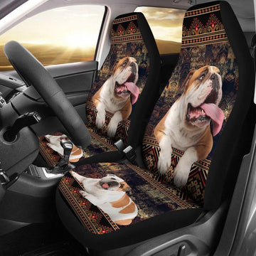 Cute Bulldog In The Pattern - Car Seat Covers