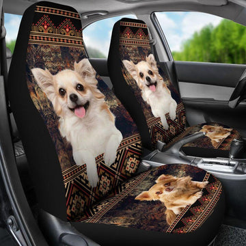 CHIHUAHUA SMILING IN THE PATTERN - CAR SEAT COVERS