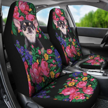 CHIHUAHUA FLOWERS IN RETRO STYLE - CAR SEAT COVERS