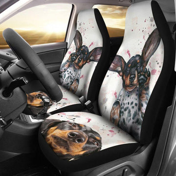 DACHSHUND FUN FACE CAR SEAT COVERS
