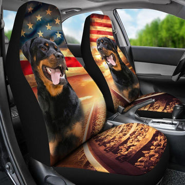 INDEPENDENCE DAY ROTTWEILER RAILWAY USA FLAG - CAR SEAT COVERS