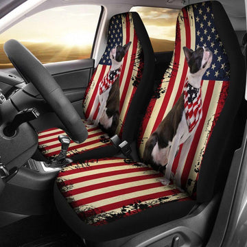 BOSTON TERRIER USA FLAG CAR SEAT COVERS