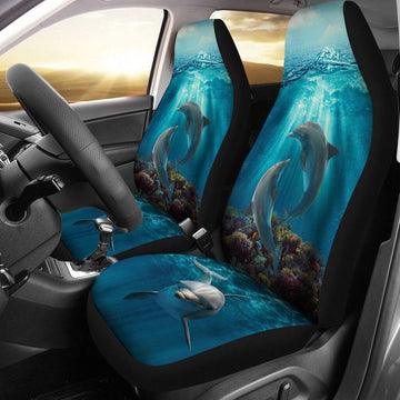 DOLPHINS LOVE IN BLUE OCEAN - CAR SEAT COVERS