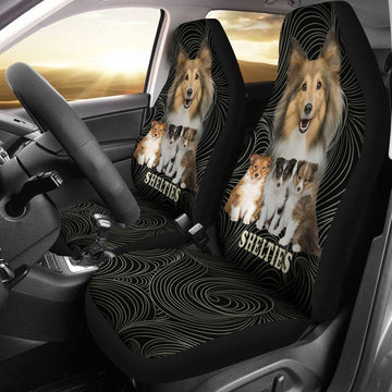 Shetland Sheepdog Dog Mom and babies - Car seat covers
