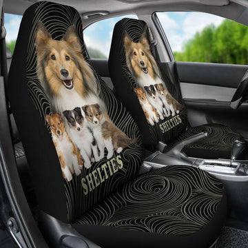 Shetland Sheepdog Dog Mom and babies - Car seat covers